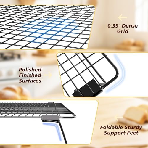 3-Tier Collapsible Cooling Rack, 13.4"x9.3" Cooling Racks with 50 Pcs