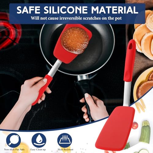 Large Silicone Spatula Flexible Silicone Cookie Spatula, Red