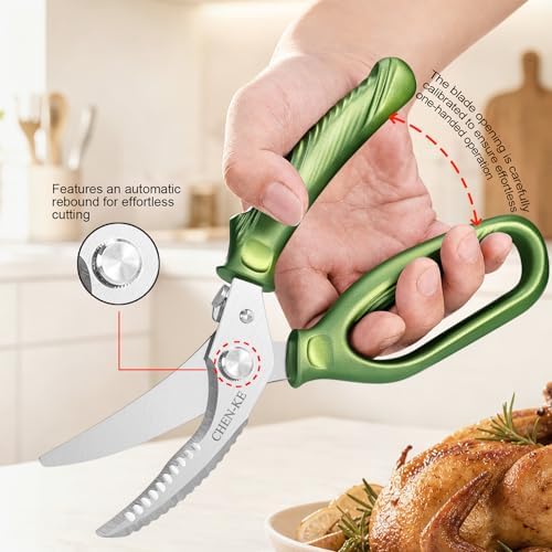 CHEN-KE Rust Resistant Heavy Duty Multipurpose Kitchen Shears-Green