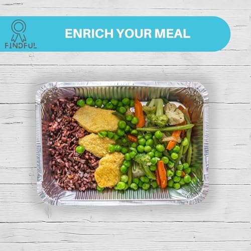 Findful Aluminum Pans with Lids (100-Pack, 8.5"×6") 2.25 LB Capacity Foil Food Containers with Lids - Disposable Tin Foil Pans - for Baking, Meal Prep and Freezer, Takeout (100)