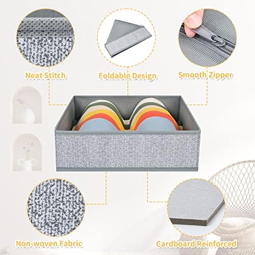 DIMJ Drawer Organizers - 12 Pack Foldable Closet & Sock Organizers, Fabric Dresser Drawer Dividers for Clothes, Underwear, Bras, Socks