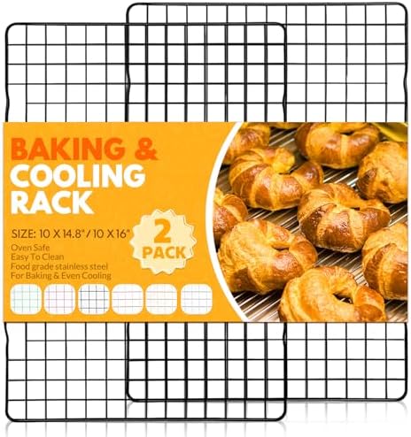 2 PCS Cooling Racks for Cooking and Baking, 14.8x10 Inches Stainless Steel Cooling Rack, Sheet Pan with Wire Rack for Baking Sheet, Bacon Rack Oven Safe Fits Jelly Roll Sheet Pan