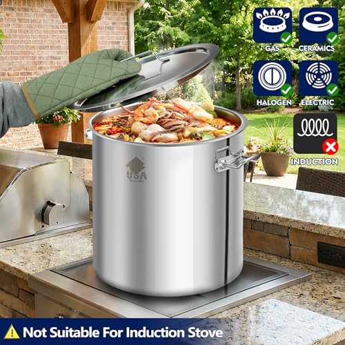 ARC 52QT Stainless Steel Stockpot for Crab Seafood Boiler w/Basket, 13Gal