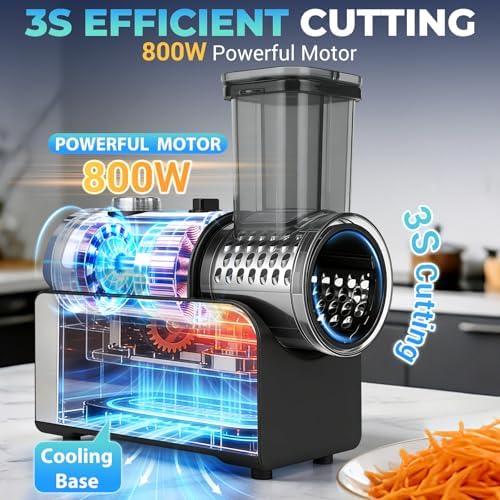 5-IN-1 Electric Cheese Grater Stainless Steel 800W [3S Efficient Cutting]