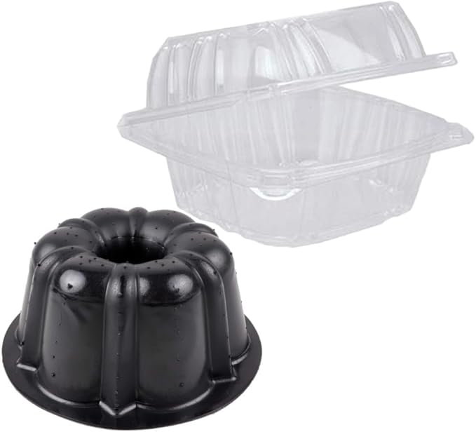 O'CREME Polystyrene Hinged-Lid Container 6 Inch Wide x 3.1 Inch High for Mini Cake Pan - Pack of 50