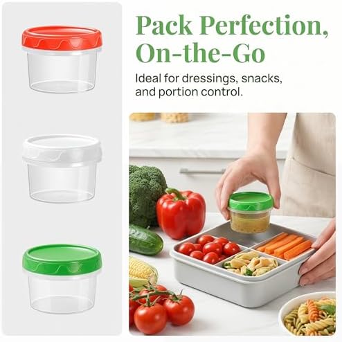 EONJOE 2oz Airtight Small Plastic Food Storage Containers with Lids, 12pcs