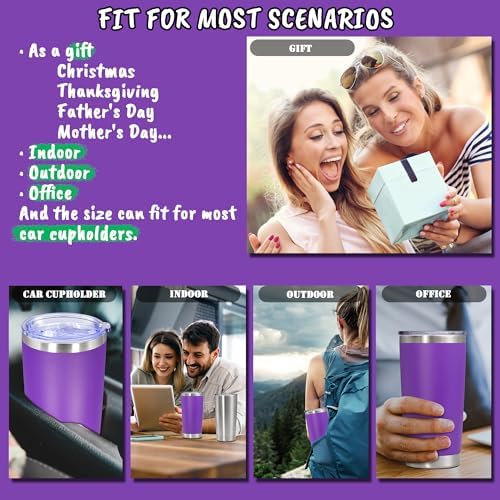 20 oz Tumbler Insulated Tumblers Stainless Steel Coffee Mug,Purple 6PCS