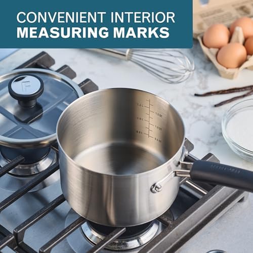 Farberware TrueCook Stainless Steel Saucepan with Lid, 2-Quart