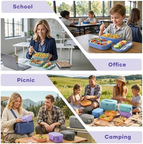 Bento Box Adult with Insulated Lunch Bag - 3 Stackable Leak-Proof Lunch Box