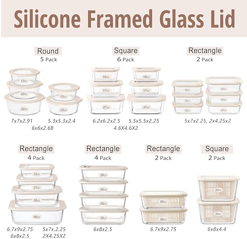 Urban Green Glass Food Storage Containers with Glass Lids, Microwave Safe Food Container Set, Aitight Meal Prep Container Set, LeakProof, 100% Plastic Free, 6 Pack