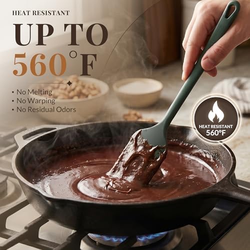 Astercook 6-Piece Silicone Spatula Set, 560°F Heat Resistant Rubber Spatulas with Stainless Steel Core, Nonstick Safe & Dishwasher Safe Baking Spatula Set for Cooking & Mixing, Morandi Earth Colors