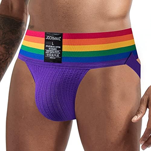 JOCKMAIL Mens Briefs Jockstrap Athletic Supporter Men Jockstrap Rainbow Men Sport Underwear Jockstrap for Gym Sport