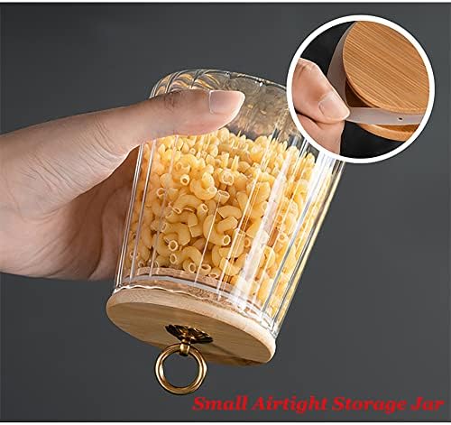 Glass Coffee Nuts Canister, Airtight Jar Bamboo Lid 23 FL OZ, Small Conical