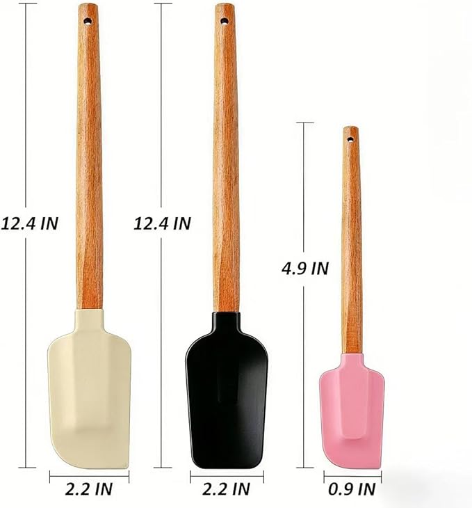 Silicone Spatula Set 3 Pieces - BPA Free&600 ° F High Temperature Resistant, Suitable for Baking, Cooking, and Stirring, Non Damaging and Non Sticky Pot Coatings