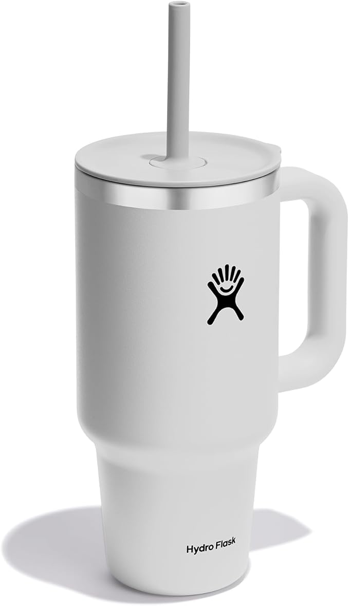 Hydro Flask 32 Oz Travel Tumbler with Handle, Lid and Straw - Insulated Stainless Steel in 32 Oz White