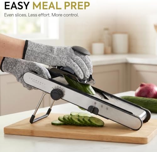 Gramercy Mandoline Slicer for Kitchen, Adjustable V-Blade, 36 Slice Options