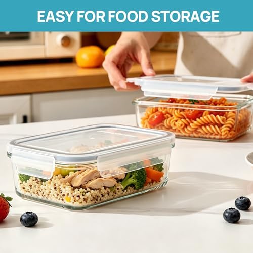 Vtopmart 2Pack 30oz Meal Prep Container Glass with Lids