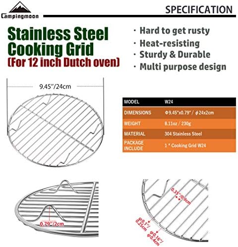 CAMPINGMOON Round Cooling Rack Roasting Rack for Baking Stainless Steel W24 Diameter φ9.5inch/φ24cm