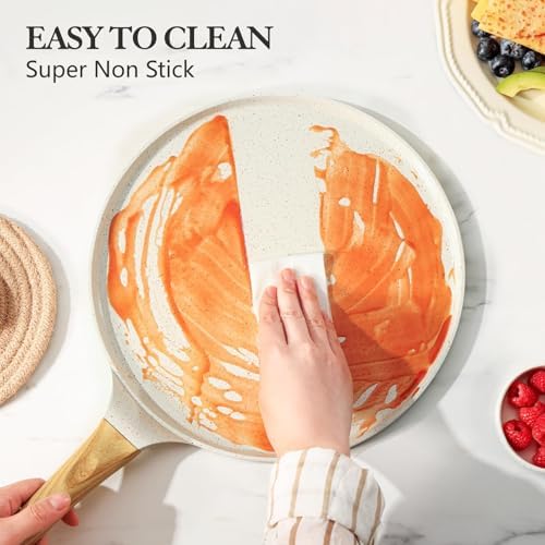 SENSARTE 10 Inch Nonstick Crepe Pan Ceramic Coating Pancake Pan White