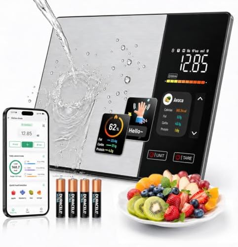 Smart Nutrition Food Scale, TFT Color Screen, Fitdays+ App, 50 Offline Foods, Sync Apple Health & Fitbit, 11lb Stainless Steel Digital Kitchen Scale for Weight Loss & Baking
