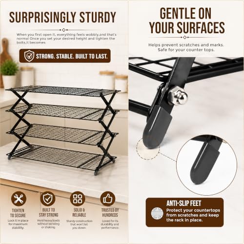 4 Tier Collapsible Cooling Rack for Baking, Tiered & Stackable