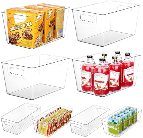 Vtopmart 8 Pack Clear Storage Bins Set for Pantry Organizer