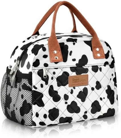 HOMESPON Insulated Lunch Bag for Women Men, Cooler Tote Box, Dairy Cow