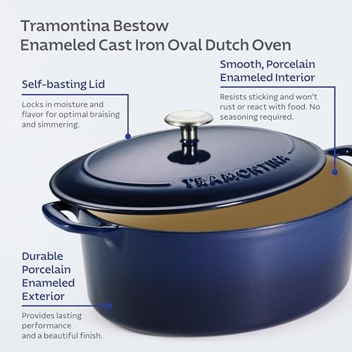Tramontina Bestow Enameled Cast Iron 7-Qt Oval Dutch Oven Pot with Lid