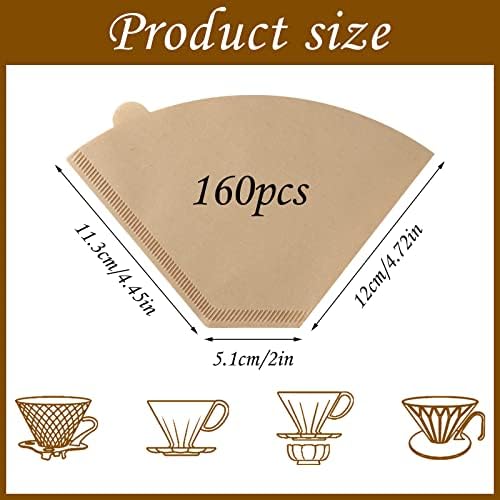 160 Count #4 Cone Coffee Filters 8-12 Cup Compatible with Ninja Maker