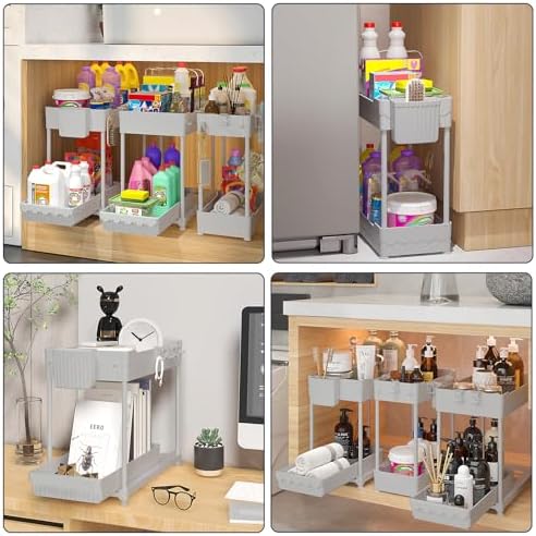 Sevenblue 3-Pack 2-Tier Under Sink Organizers with Sliding Drawers