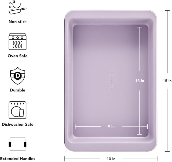 KitchenAid 9 x 13-In Nonstick Swiss Engineered Aluminized Steel Cake Pan, Dishwasher Safe, Wildflower