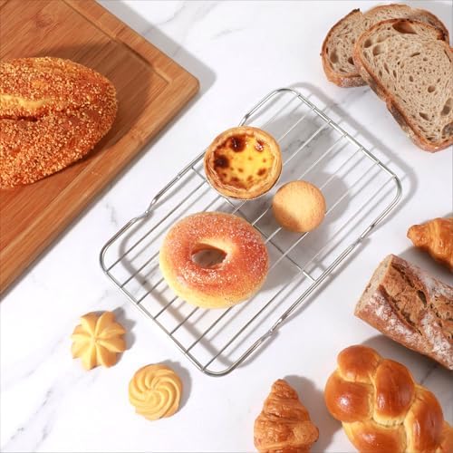 Small Cooling Rack, Stainless Steel Small Wire Rack for Cooking, Heavy Duty Small Baking Rack, with 4 Legs Rectangle Wire Cooking Racks for Meat, 5.3 X 8.46Inch