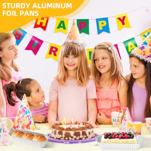 30 Pack Mini Loaf Pans with Lids and Spoons, 6.8 oz White Disposable Cake Pans for Desserts