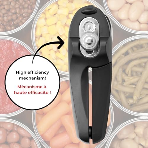 Starfrit MightiCan Can Opener, Safe Smooth-Cut, Comfort Grip, Black