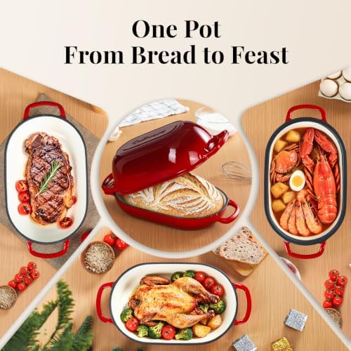 5-Quart Oval Dutch Oven for Bread Baking
