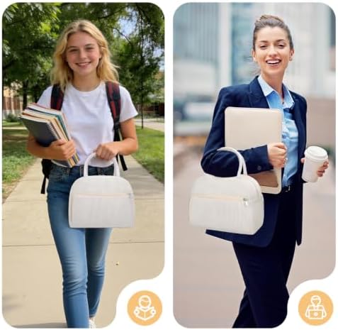 Coobiiya Corduroy Lunch Bag Lunch Box for Women Men, Cute LunchBag Lunch Tote Bags Insulated Reusable LunchBox Large Capacity Cooler Bag for Work Travel Picnic