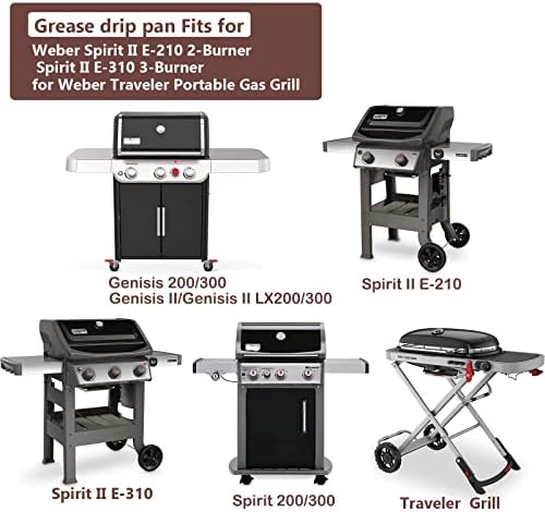 Uniflasy 67047 Catch Pan for Weber Spirit/Spirit II 200/300 Genesis and Genesis II LX200/300 Series Grill for Weber Traveler Drip Tray with 6415 Aluminum Liner, Replacement for Weber 67047 83156 6415