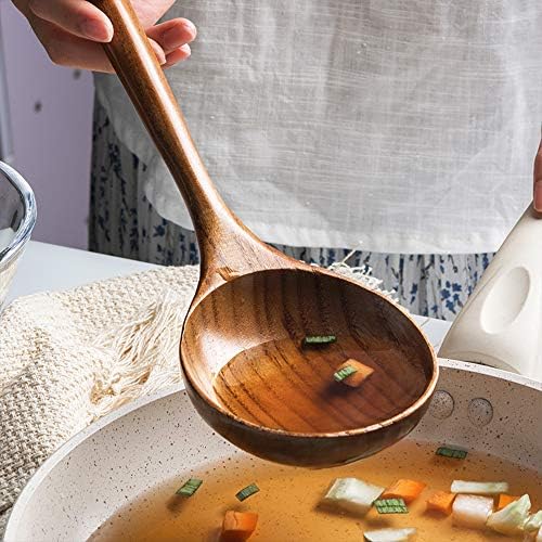 2 Large Wooden Ladle Deep Serving Spoons for Cooking Spoon Wood Soup Ladles