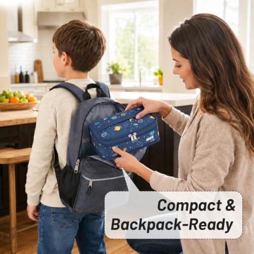 MIER Small Lunch Bag for Kids & Adults Compact Insulated Lunch Box, Planet
