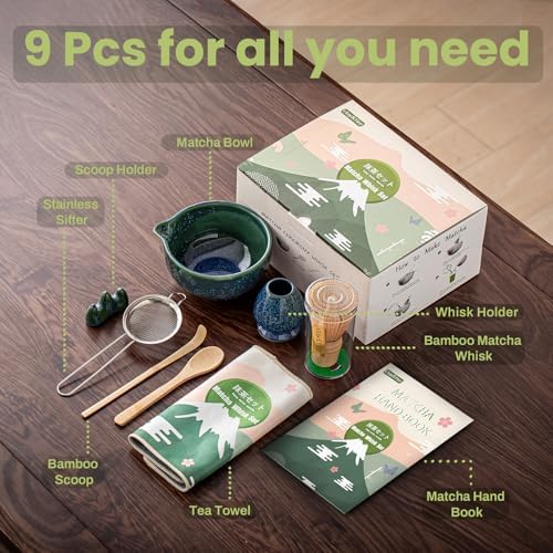 Matcha Whisk Set, 9 Pcs Ceramic Starry Matcha Set for Beginner