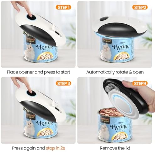 Rechargeable Electric Can Opener, Hands Free for seniors，Food Safe Automatic Can Opener with Smooth Edge,Easy to Use,Works with All Standard Cans (Black)