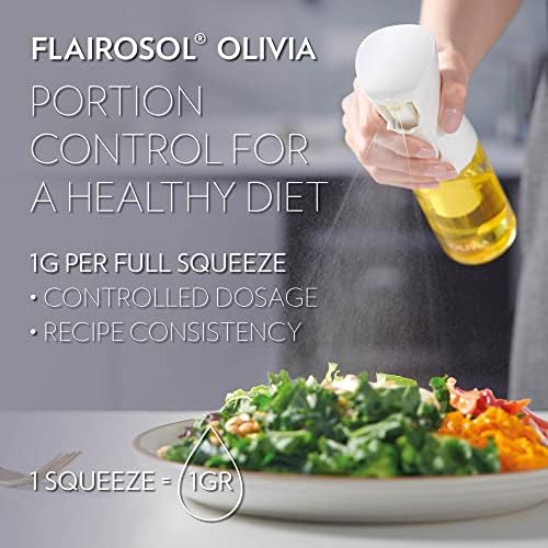 FLAIROSOL OLIVIA SIGNATURE Oil Sprayer for Cooking, 130ml Glass,White Print