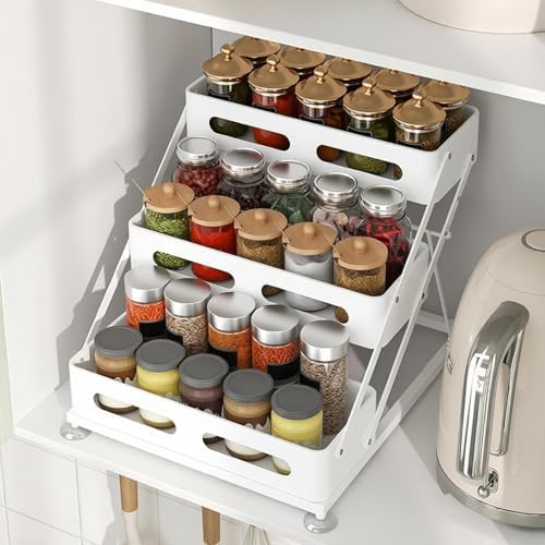 Ceetug 3 Tier Foldable Spice Rack, White