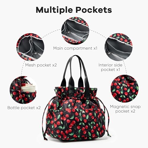 Yarnic Lunch Bag Women Insulated Lunch Box with Water Bottle Holder