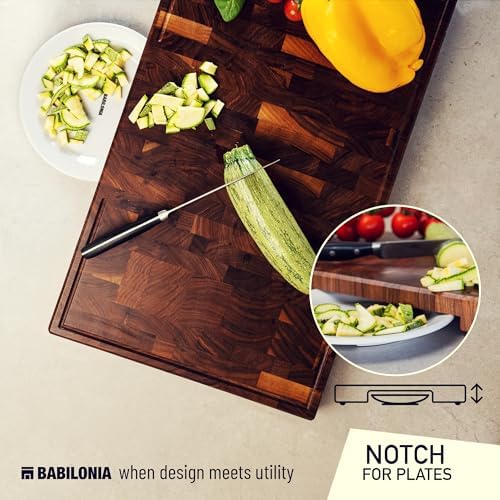 American Walnut Wood Cutting Board, End Grain Butcher Block for Kitchen