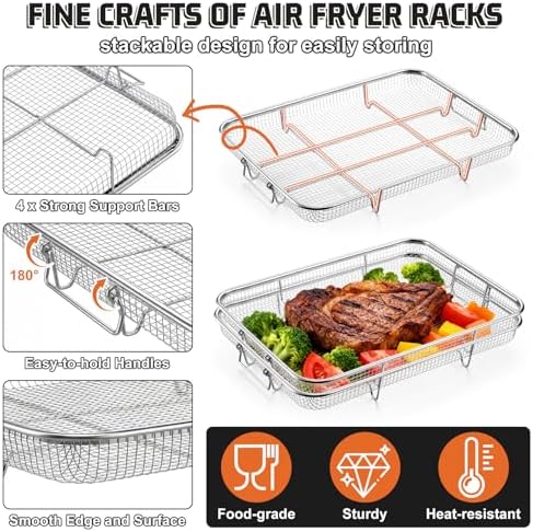 P&P CHEF 11.8 Inch Air Fryer Basket for Oven, Air Fryer Rack, 3 Pieces