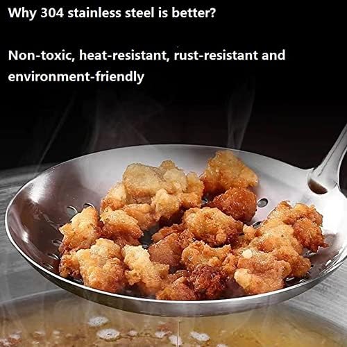 Skimmer Stainless Steel Large Slotted Spoon Colander Strainer Ladle for Cooking Heat Proof Hollow Handle Serving Utensil 14.96 inches