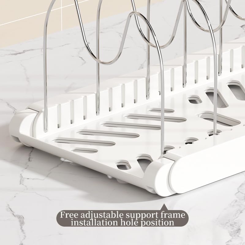 Pot Rack -Expandable Pan Organizer for Cabinet,Pot Lid Holder with 10 Adjustable Compartment for Kitchen Cabinet Cookware Baking Frying Rack,Black