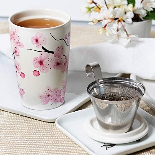 Tea Forte Double-Walled Ceramic Kati Cup, Hanami, 12 oz