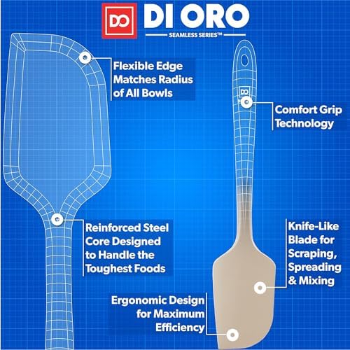 DI ORO Large Silicone Spatula - 600F Heat Resistant, Clay